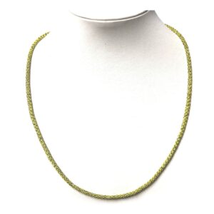 Etru Jewels 925 Silver Wrapped Round Bracelet / Necklace in Yellow Silver and Grape Fabric