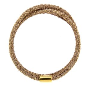 Etru Jewels 925 Silver Wrapped Round Bracelet / Necklace in Yellow Silver and Grape Fabric