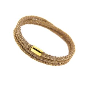 Etru Jewels 925 Silver Wrapped Round Bracelet / Necklace in Yellow Silver and Grape Fabric