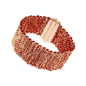 Etru Jewels 925 Silver Large Bracelet In Pink Silver and Bordeaux Fabric