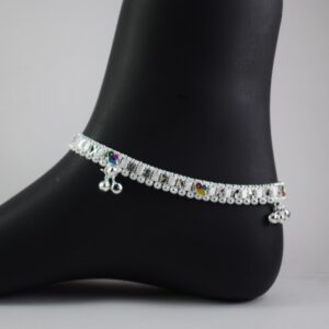 Exquisite handmade kothu die silver anklets