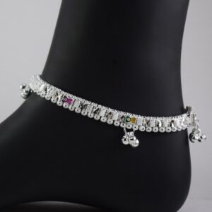 Exquisite handmade kothu die silver anklets