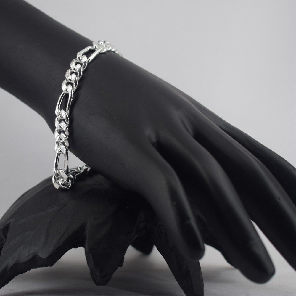 silver Charms Figaro Pattern curb chain silver bracelets for mens & womens