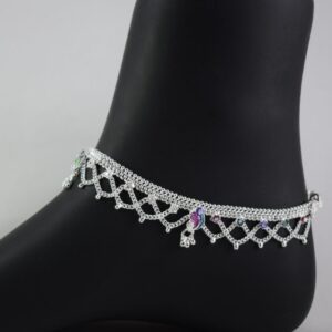 Curb Chain Frills Silver Anklets (payal) For girls