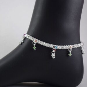 Silver Charms Famous khushboo Designer pattern Silver Anklets (Payal) For girls