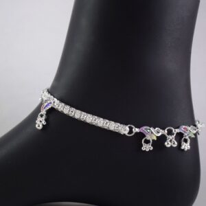 Silver Charms Designer floral pattern Silver Payal(Anklets) For girls & womens