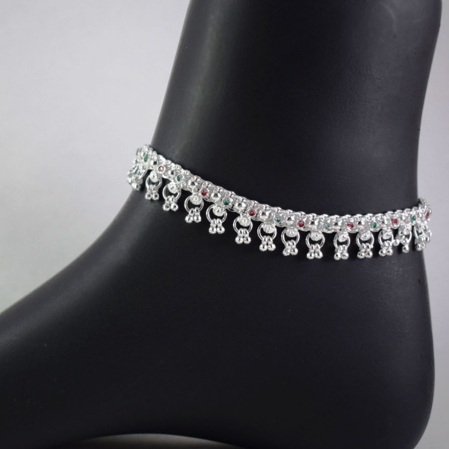 Silver Charms khushboo Dhaniya pattern Silver Payal (Anklets) For girls & ladies