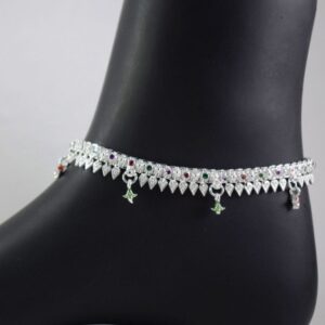 Silver charms khushboo thos pattern silver payal (anklets) for girls