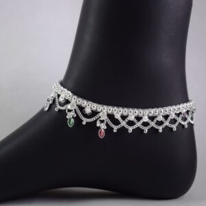 Famous khushboo frills silver anklets collection for girls & womens