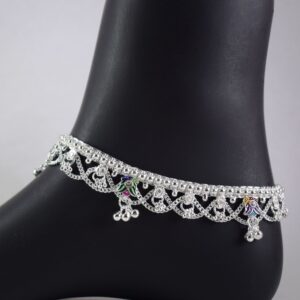 Famous khushboo frills silver anklets collection for girls & womens