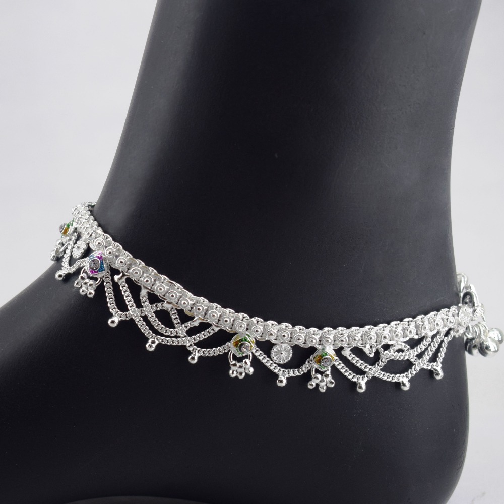 Famous khushboo frills silver anklets collection for girls & womens