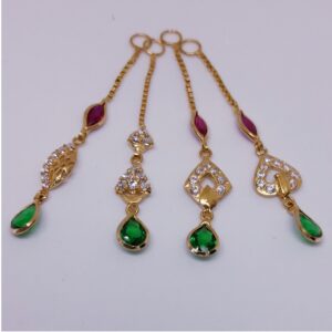 916 Gold Designer Colour Stone Earchain