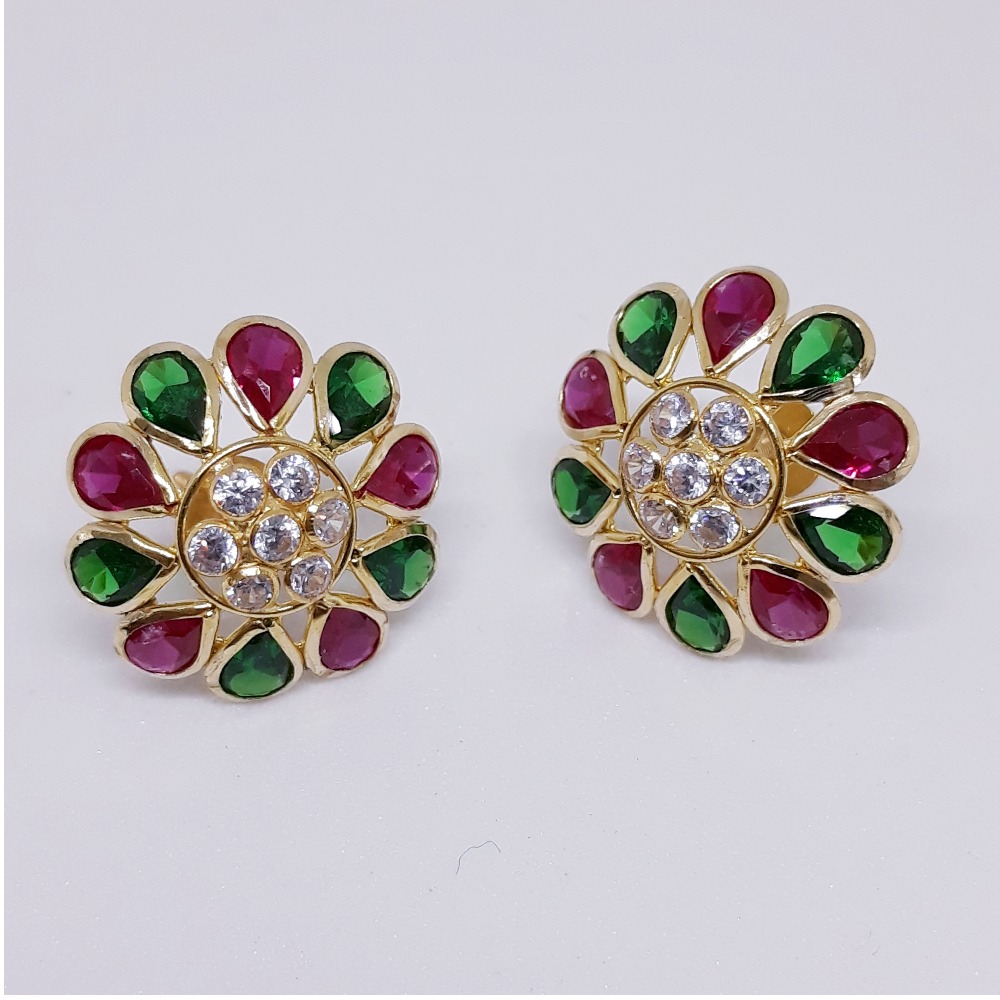 916 Gold Attractive Colour Stone Earring