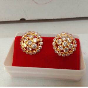 916 Gold Flower Design Diamond Earring