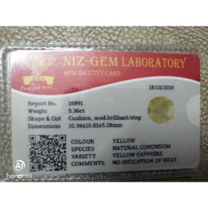 5.36ct cushion yellow yellow-sapphire-pukhraj