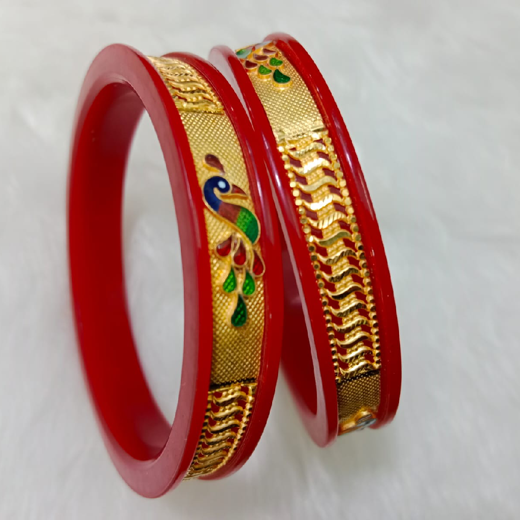 10  Mor Fancy Palstic Gold Chudi