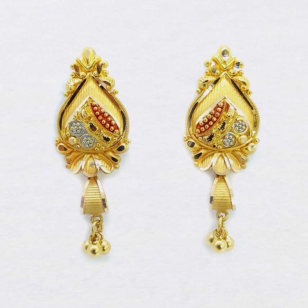 916 Gold Hallmarked Earrings For Women PJ-E03