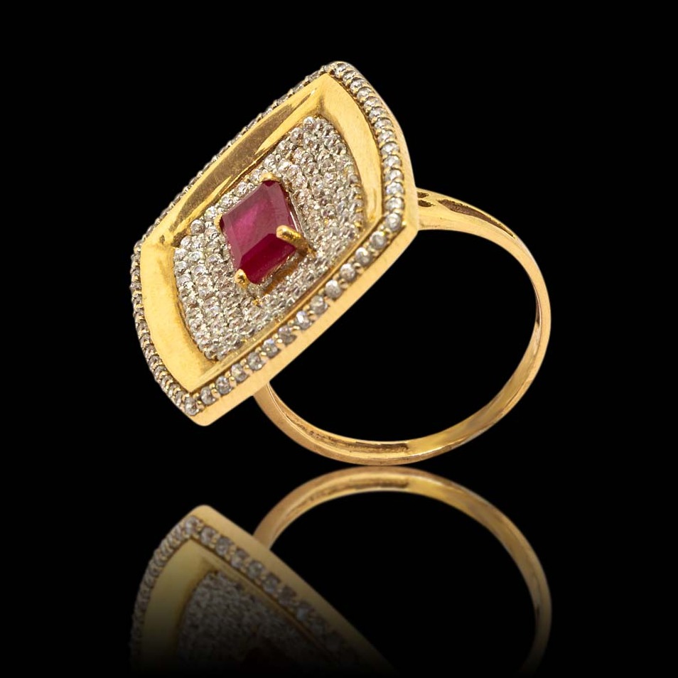 916 Gold Hallmark Pink Stone Ring