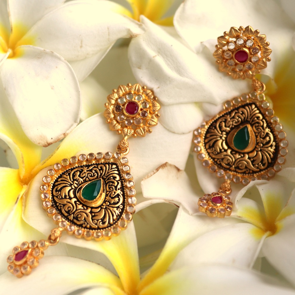 22kt gold antique bridal earring sj - e001