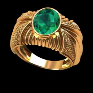 916 gold green stone ring for men ARJ-R008
