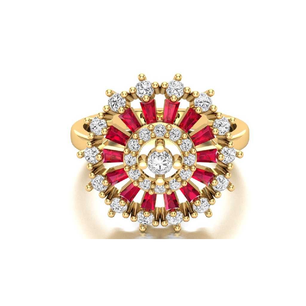916 gold red color stone ring for women ARJ-R006