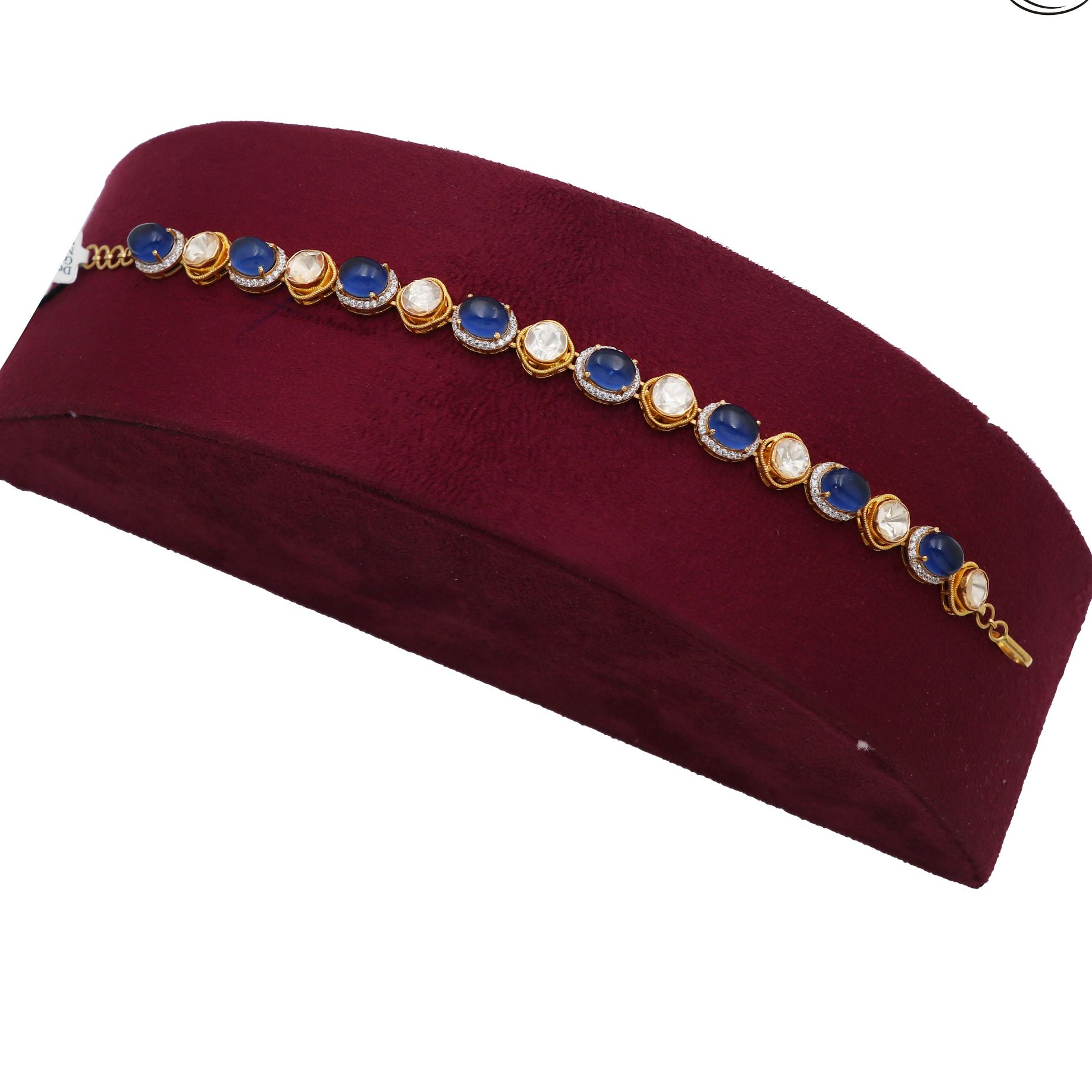 916 Gold Blue Color Stone Bracelet