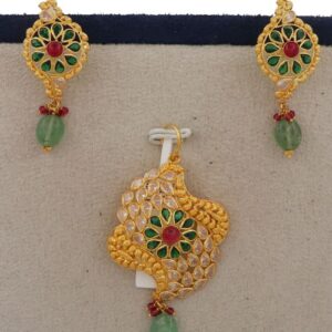 22k Gold Simple Pearl Light-weight Pendant Set AJPS16