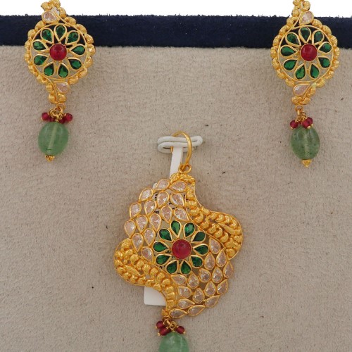 22k Gold Simple Pearl Light-weight Pendant Set AJPS16