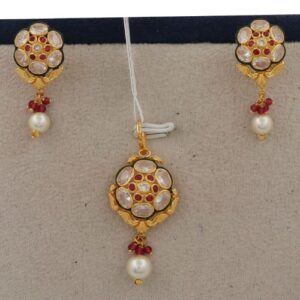 22k Gold Loopy Bends Pearl Light-weight Pendant Set AJPS15