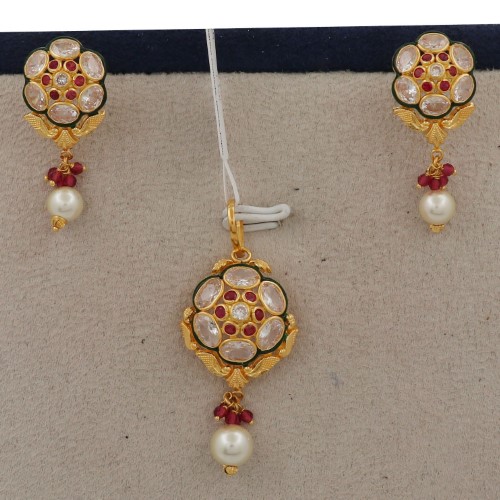22k Gold Loopy Bends Pearl Light-weight Pendant Set AJPS15