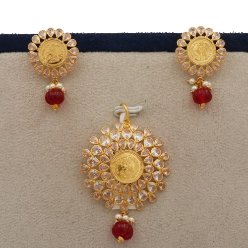 22k Gold Stunning Pearl Light-weight Pendant Set AJPS03