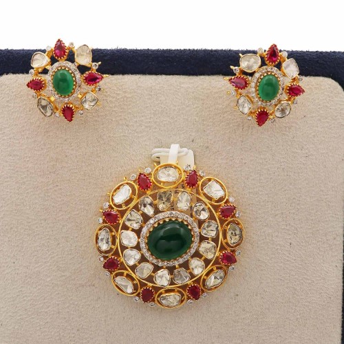 22k Gold Elegant Colourful Pearl Pendant Set AJPS01