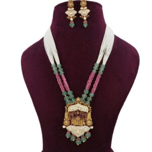 Gold Blooming Pearl Light-weight Necklace Set For Women AJNS188