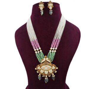 Gold Blossom Pearl Light-weight Necklace Set For Women AJNS187