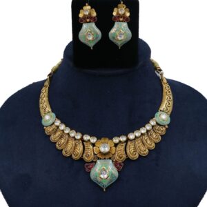 Gold Classy Pearl Light-weight Necklace Set For Women AJNS179