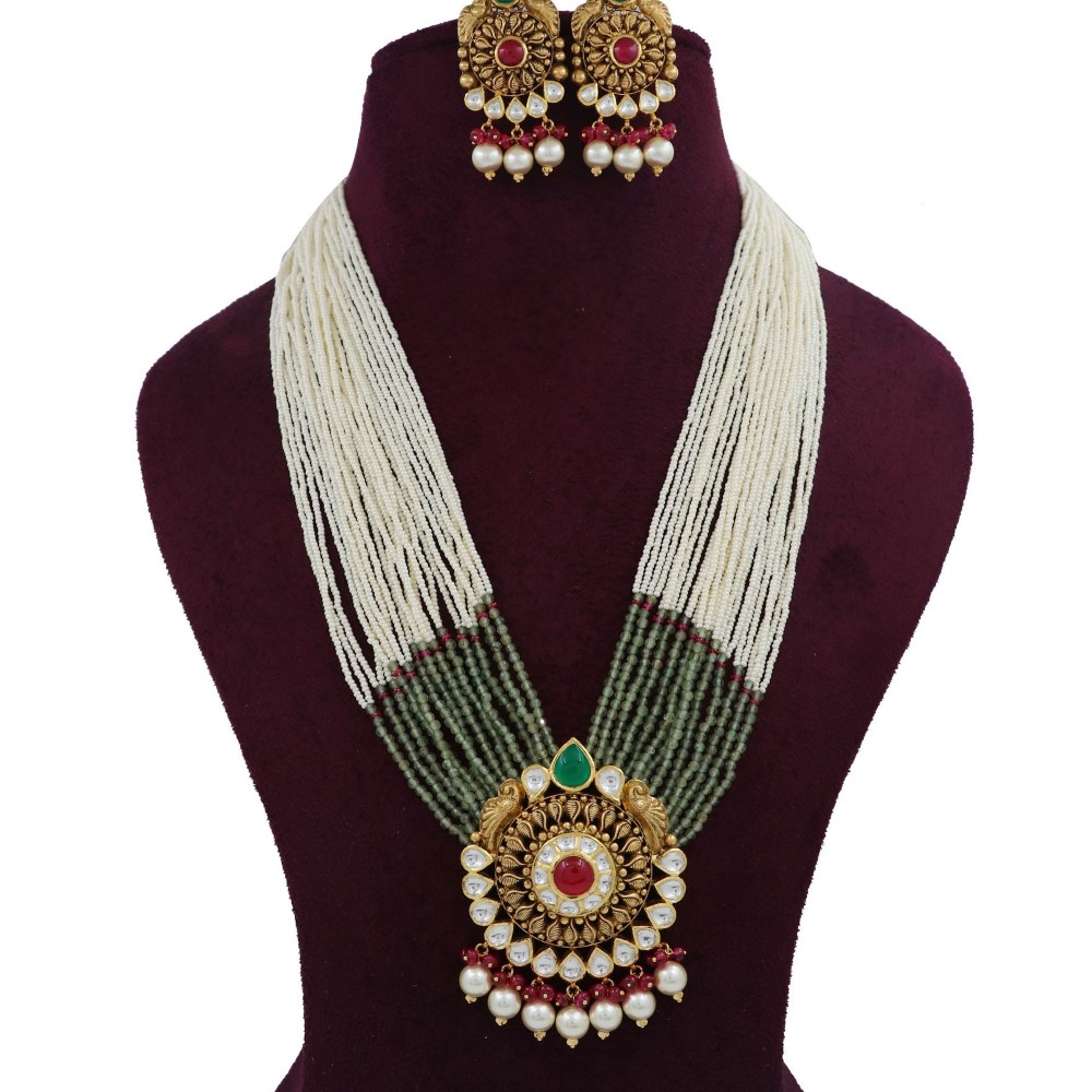 Gold Delite Pearl Light-weight Necklace Set For Women AJNS172