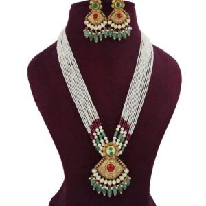 Gold Delight Colourful Moti Necklace Set For Women AJNS164