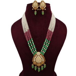 Gold Elegant Pearl Necklace Set For Women AJNS141