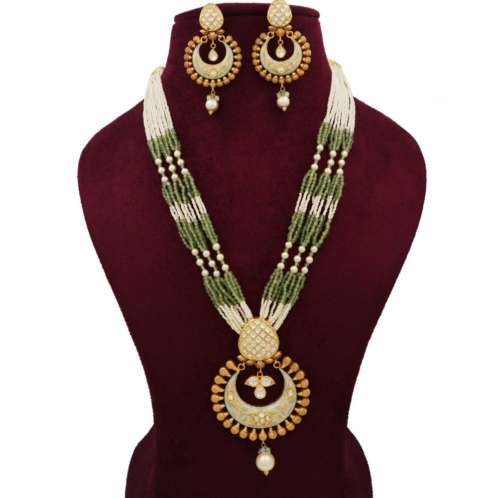 916 Gold Glorious Colourful Moti Necklace Set AJNS136