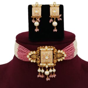 916 Gold Royal Colourful Moti Necklace Set AJNS135