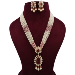 916 Gold Interlink Colourful Moti Necklace Set AJNS126