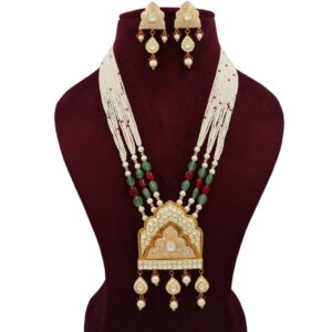 916 Gold Classy Colourful Moti Necklace Set AJNS123