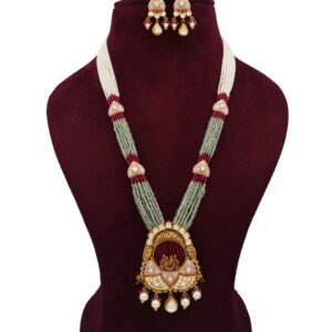 916 Gold Pretty Colourful Moti Necklace Set AJNS120