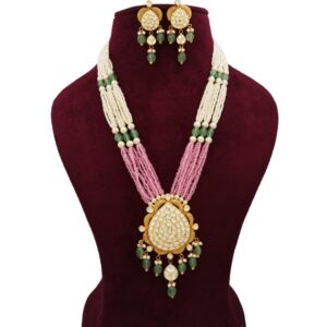 916 Gold Delite Colourful Moti Necklace Set AJNS116