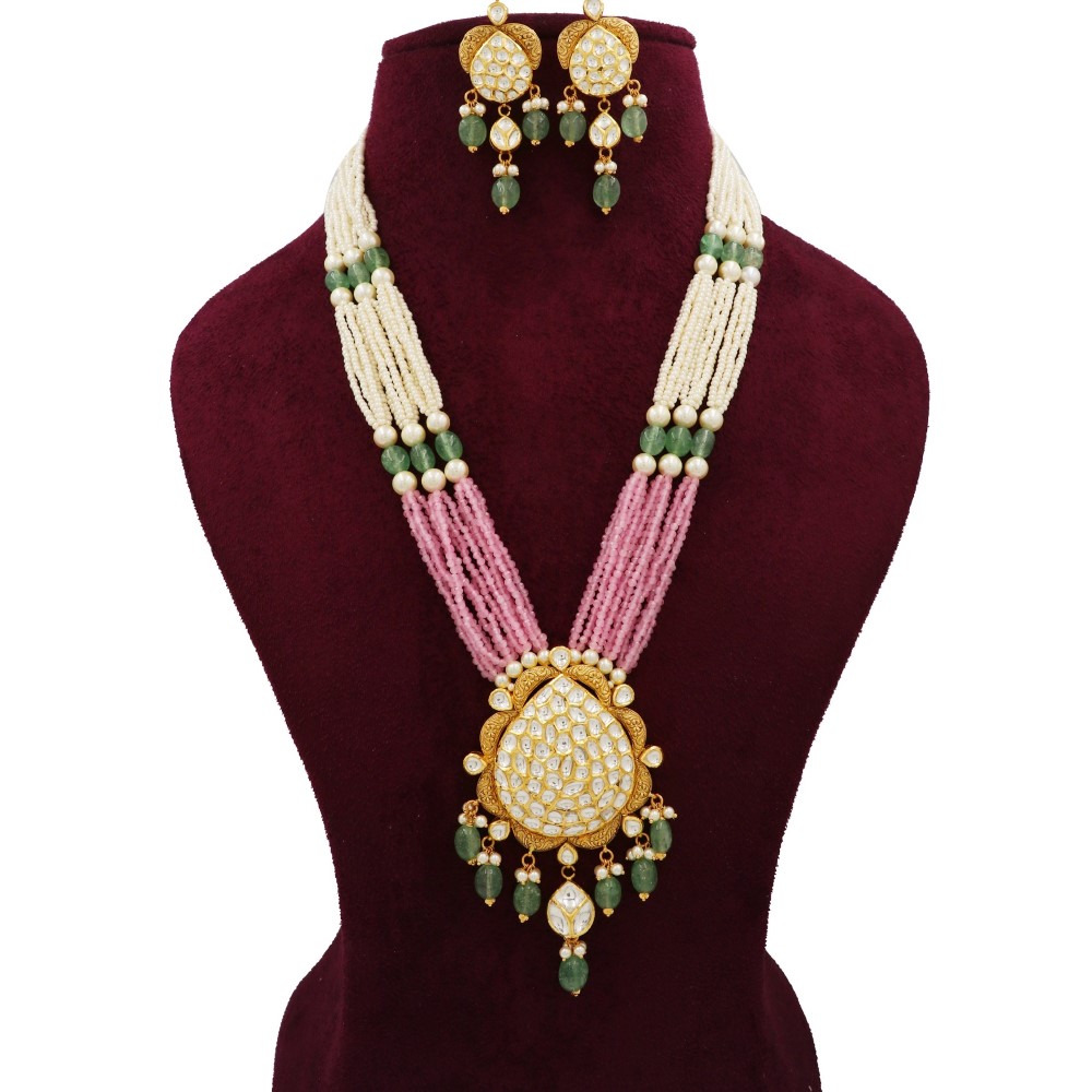 916 Gold Delite Colourful Moti Necklace Set AJNS116
