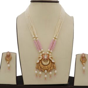 916 Gold Delight Colourful Moti Necklace Set AJNS108