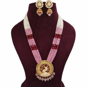 916 Gold Royal Colourful Moti Necklace Set AJNS107