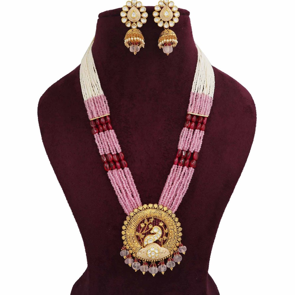 916 Gold Royal Colourful Moti Necklace Set AJNS107