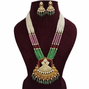 916 Gold Blooming Colourful Moti Necklace Set AJNS104