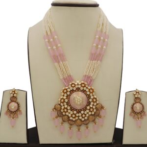 916 Gold Interlink Colourful Moti Necklace Set AJNS98